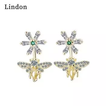 Женские серьги из медного сплава с цирконом Lindon - Серьги-подвески в подарок на свадебную вечеринку