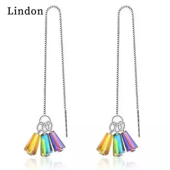 Женские серьги из медного сплава с цирконом Lindon - Серьги-подвески в подарок на свадебную вечеринку