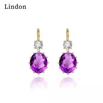 Женские серьги из медного сплава с цирконом Lindon - Серьги-подвески в подарок на свадебную вечеринку фиолетовый