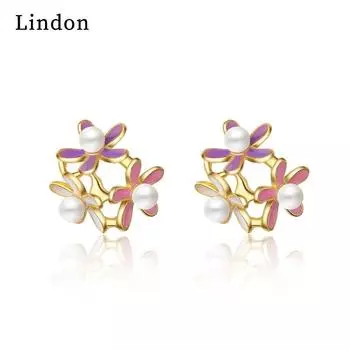 Женские серьги из медного сплава с цирконом Lindon - Серьги-подвески в подарок на свадебную вечеринку золотой