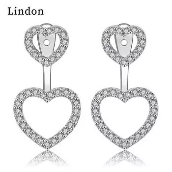 Женские серьги из медного сплава с цирконом Lindon - Серьги-подвески в подарок на свадебную вечеринку серебряный