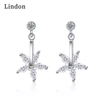 Женские серьги из медного сплава с цирконом Lindon - Серьги-подвески в подарок на свадебную вечеринку серебряный