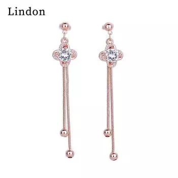 Женские серьги из медного сплава с цирконом Lindon - Серьги-подвески в подарок на свадебную вечеринку