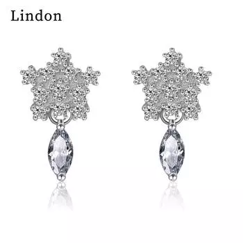 Женские серьги из медного сплава с цирконом Lindon - Серьги-подвески в подарок на свадебную вечеринку серебряный