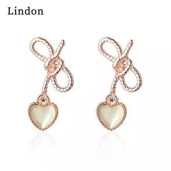 Женские серьги из медного сплава с цирконом Lindon - Серьги-подвески в подарок на свадебную вечеринку розового золота