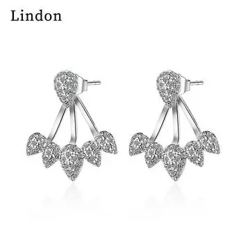Женские серьги из медного сплава с цирконом Lindon - Серьги-подвески в подарок на свадебную вечеринку серебряный