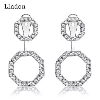 Женские серьги из медного сплава с цирконом Lindon - Серьги-подвески в подарок на свадебную вечеринку серебряный