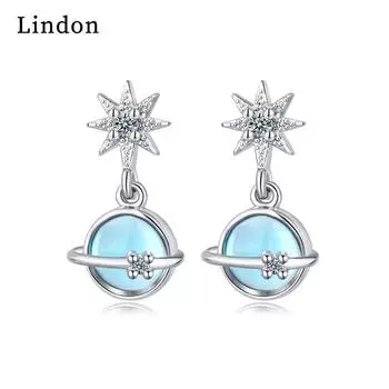 Женские серьги из медного сплава с цирконом Lindon - Серьги-подвески в подарок на свадебную вечеринку серебряный