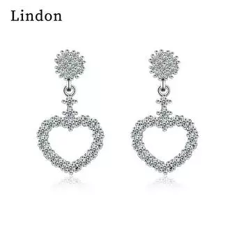 Женские серьги из медного сплава с цирконом Lindon - Серьги-подвески в подарок на свадебную вечеринку серебряный