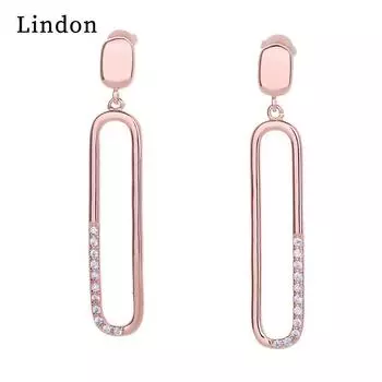 Женские серьги из медного сплава с цирконом Lindon - Серьги-подвески в подарок на свадебную вечеринку серебряный