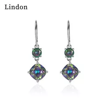 Женские серьги из медного сплава с цирконом Lindon - Серьги-подвески в подарок на свадебную вечеринку разноцветный