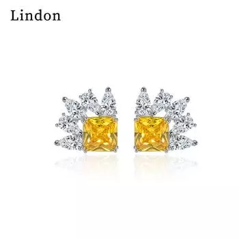 Женские серьги из медного сплава с цирконом Lindon - Серьги-подвески в подарок на свадебную вечеринку жёлтый