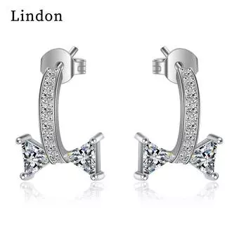 Женские серьги из медного сплава с цирконом Lindon - Серьги-подвески в подарок на свадебную вечеринку серебряный