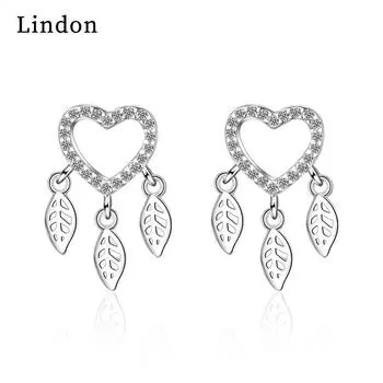 Женские серьги из медного сплава с цирконом Lindon - Серьги-подвески в подарок на свадебную вечеринку серебряный