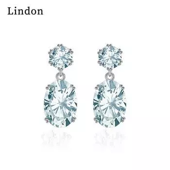 Женские серьги из медного сплава с цирконом Lindon - Серьги-подвески в подарок на свадебную вечеринку белый