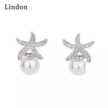 Женские серьги из медного сплава с цирконом Lindon - Серьги-подвески в подарок на свадебную вечеринку серебряный