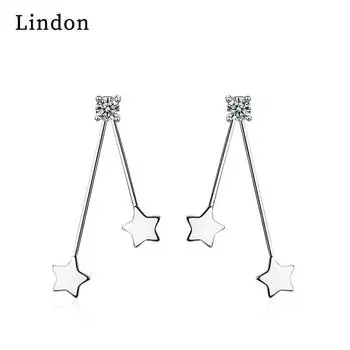 Женские серьги из медного сплава с цирконом Lindon - Серьги-подвески в подарок на свадебную вечеринку серебряный