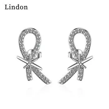 Женские серьги из медного сплава с цирконом Lindon - Серьги-подвески в подарок на свадебную вечеринку серебряный