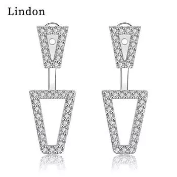Женские серьги из медного сплава с цирконом Lindon - Серьги-подвески в подарок на свадебную вечеринку серебряный