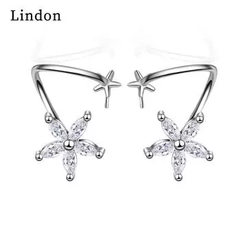 Женские серьги из медного сплава с цирконом Lindon - Серьги-подвески в подарок на свадебную вечеринку серебряный