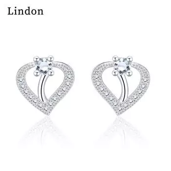 Женские серьги из медного сплава с цирконом Lindon - Серьги-подвески в подарок на свадебную вечеринку серебряный