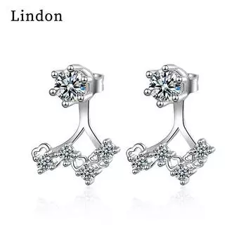 Женские серьги из медного сплава с цирконом Lindon - Серьги-подвески в подарок на свадебную вечеринку серебряный