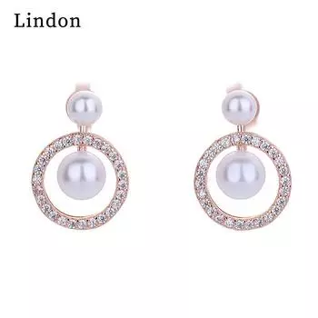 Женские серьги из медного сплава с цирконом Lindon - Серьги-подвески в подарок на свадебную вечеринку серебряный