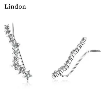 Женские серьги из медного сплава с цирконом Lindon - Серьги-подвески в подарок на свадебную вечеринку серебряный