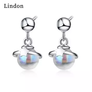 Женские серьги из медного сплава с цирконом Lindon - Серьги-подвески в подарок на свадебную вечеринку серебряный