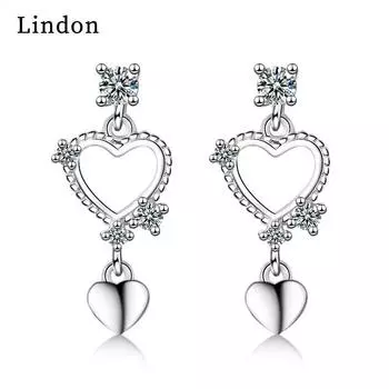 Женские серьги из медного сплава с цирконом Lindon - Серьги-подвески в подарок на свадебную вечеринку серебряный