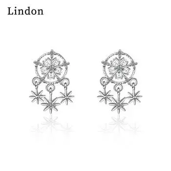 Женские серьги из медного сплава с цирконом Lindon - Серьги-подвески в подарок на свадебную вечеринку серебряный