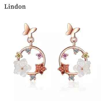 Женские серьги из медного сплава с цирконом Lindon - Серьги-подвески в подарок на свадебную вечеринку