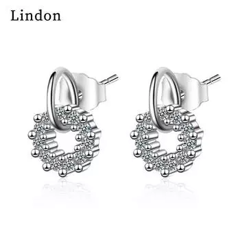 Женские серьги из медного сплава с цирконом Lindon - Серьги-подвески в подарок на свадебную вечеринку серебряный