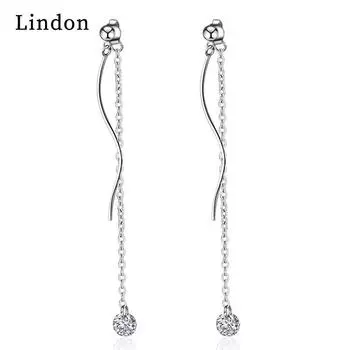 Женские серьги из медного сплава с цирконом Lindon - Серьги-подвески в подарок на свадебную вечеринку серебряный