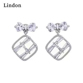 Женские серьги из медного сплава с цирконом Lindon - Серьги-подвески в подарок на свадебную вечеринку