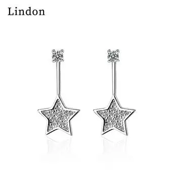 Женские серьги из медного сплава с цирконом Lindon - Серьги-подвески в подарок на свадебную вечеринку серебряный