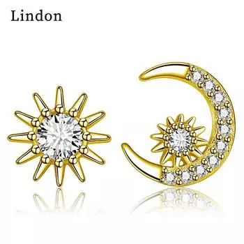 Женские серьги из медного сплава с цирконом Lindon - Серьги-подвески в подарок на свадебную вечеринку серебряный