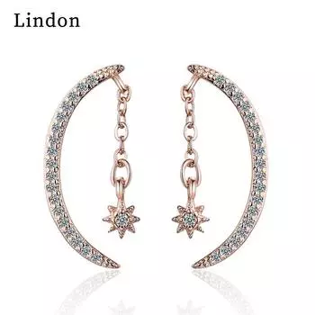 Женские серьги из медного сплава с цирконом Lindon - Серьги-подвески в подарок на свадебную вечеринку серебряный