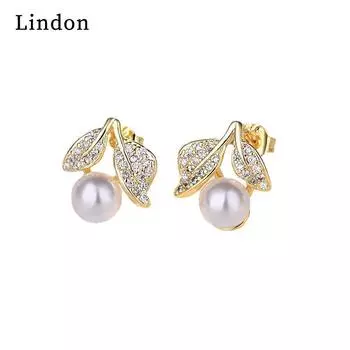 Женские серьги из медного сплава с цирконом Lindon - Серьги-подвески в подарок на свадебную вечеринку серебряный