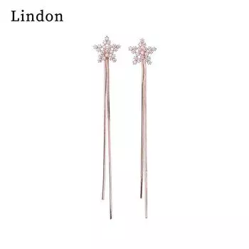 Женские серьги из медного сплава с цирконом Lindon - Серьги-подвески в подарок на свадебную вечеринку серебряный