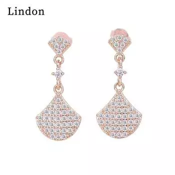 Женские серьги из медного сплава с цирконом Lindon - Серьги-подвески в подарок на свадебную вечеринку серебряный