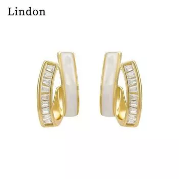 Женские серьги из медного сплава с цирконом Lindon - Серьги-подвески в подарок на свадебную вечеринку золотой