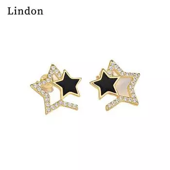 Женские серьги из медного сплава с цирконом Lindon - Серьги-подвески в подарок на свадебную вечеринку чёрный