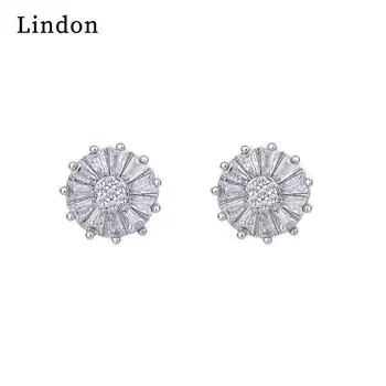 Женские серьги из медного сплава с цирконом Lindon - Серьги-подвески в подарок на свадебную вечеринку серебряный