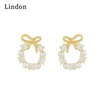 Женские серьги из медного сплава с цирконом Lindon - Серьги-подвески в подарок на свадебную вечеринку золотой