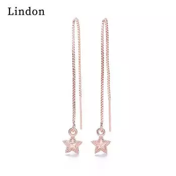 Женские серьги из медного сплава с цирконом Lindon - Серьги-подвески в подарок на свадебную вечеринку серебряный