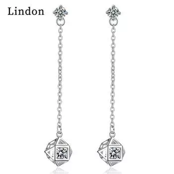 Женские серьги из медного сплава с цирконом Lindon - Серьги-подвески в подарок на свадебную вечеринку серебряный