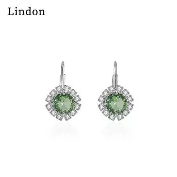 Женские серьги из медного сплава с цирконом Lindon - Серьги-подвески в подарок на свадебную вечеринку зелёный