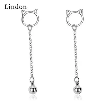 Женские серьги из медного сплава с цирконом Lindon - Серьги-подвески в подарок на свадебную вечеринку серебряный