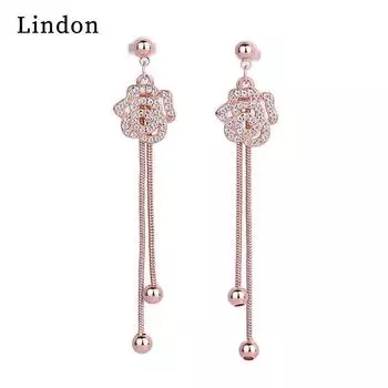 Женские серьги из медного сплава с цирконом Lindon - Серьги-подвески в подарок на свадебную вечеринку